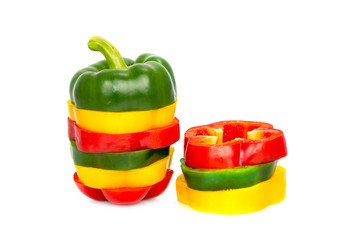 Three colored red Yellow green  bell pepper vegetarian recipe pa