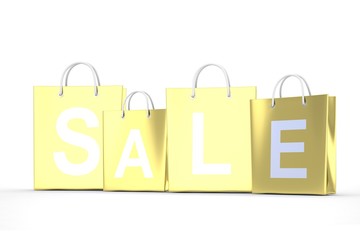 sale written on shopping bag. 3d rendering.