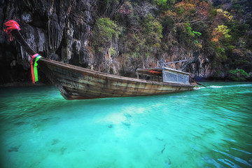long boat at railay in Krabi, Thailand