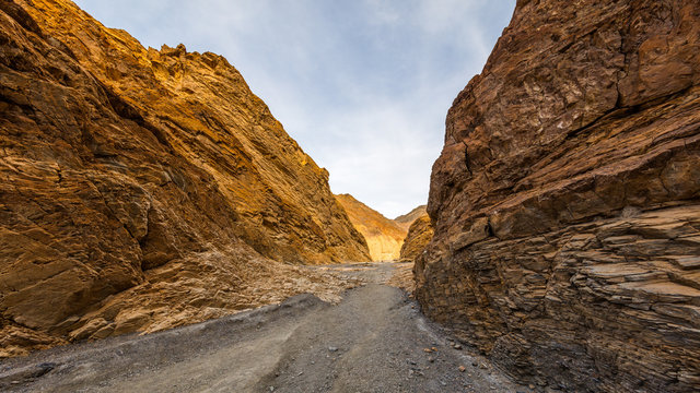 Narrow trail through Mosaic Canyon, Death Valley National Park, California