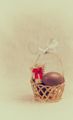 chocolate eggs in a wicker basket