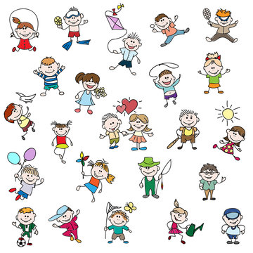 Childrens drawings of doodle people