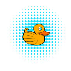 Yellow rubber duck icon, comics style