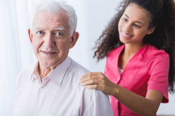 Senior man and helping hand