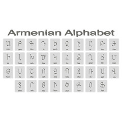 Set of monochrome icons with armenian alphabet for your design