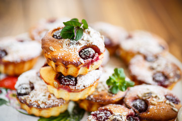 cheese muffins with walnuts and cherries 