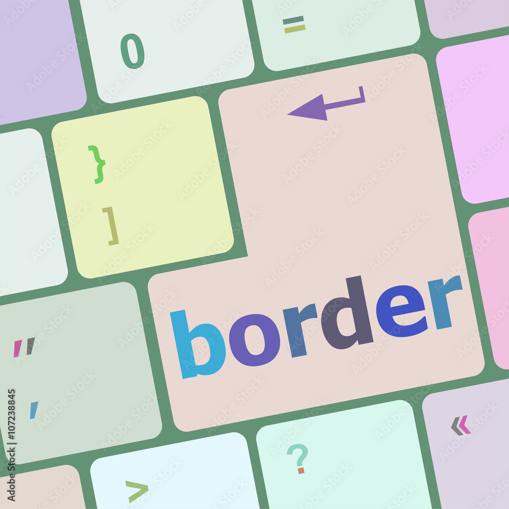 Poster border word on computer pc keyboard key vector illustration