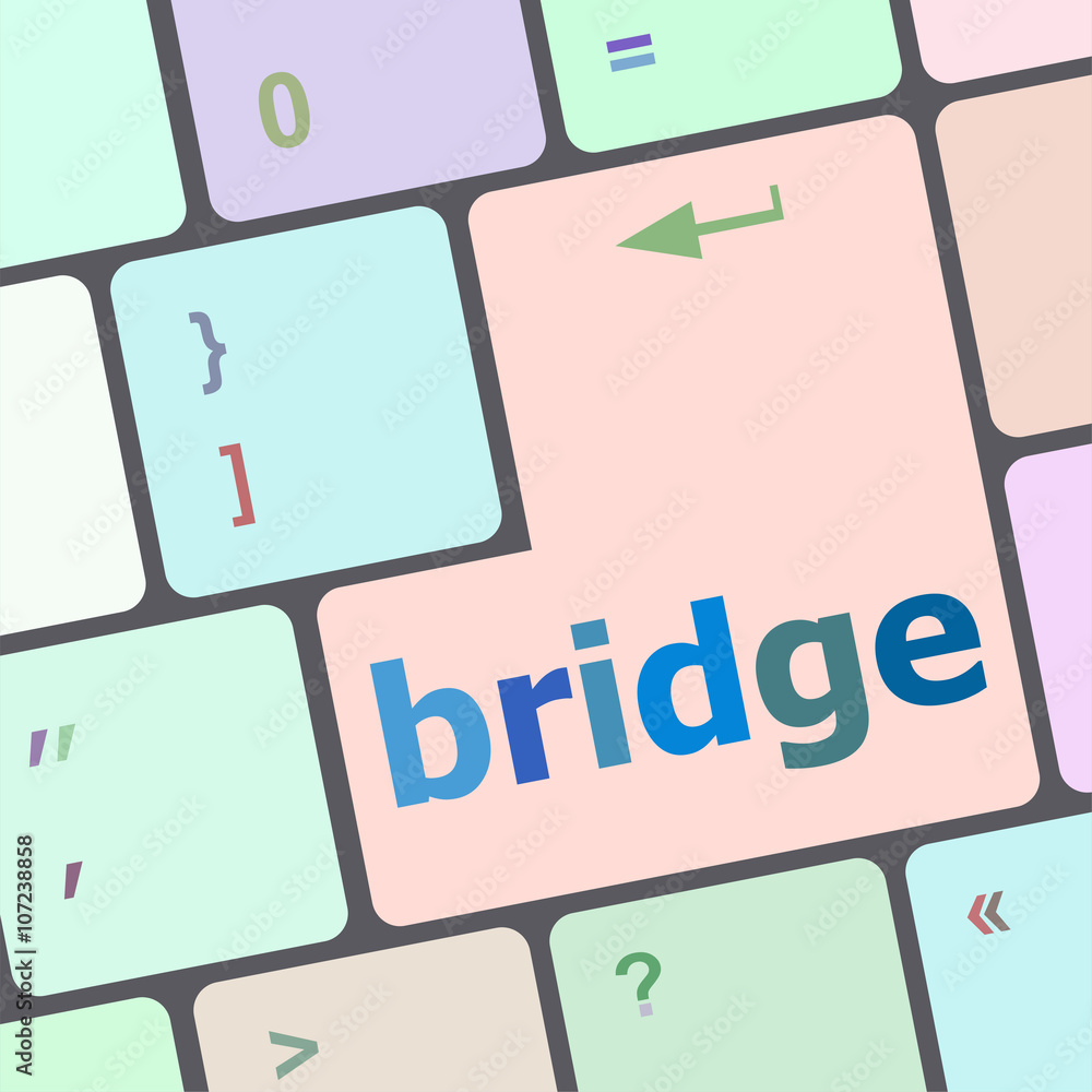 Poster bridge word on computer keyboard key button vector illustration