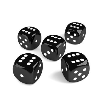 game black dices isolated on white background