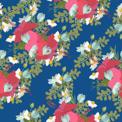 Vector pattern of tropical hibiscus flowers  bunch