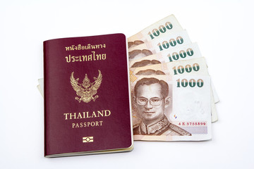 Fototapeta premium Thailand passport and maney.