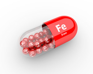 pills with iron Fe element dietary supplements