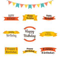 Fototapeta premium Set of Happy Birthday greeting cards. Birthday theme labels. Typ
