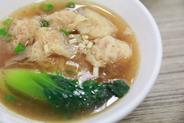 Tasty wonton soup and noodle