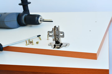 Hinge assembly on kitchen cabinet door