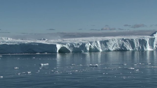 View of the icebergs of Disko Bay, Ilulissat, Greenland from a passing ship