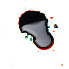 Dark liquid drops on white