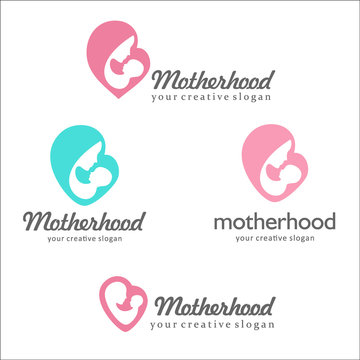 Set of logos of motherhood and childbearing