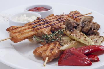 kebab with grilled vegetables