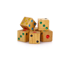 Wooden Dice on white background