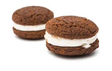 chocolate cookies with creme filing isolated