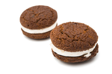 chocolate cookies with creme filing isolated