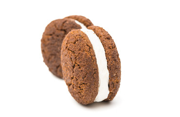 chocolate cookies with creme filing isolated