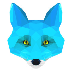 Abstract polygonal blue fox portrait 