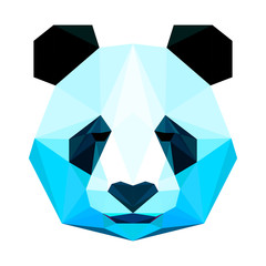 Fototapety  Streszczenie wielokątny niebieski portret pandy