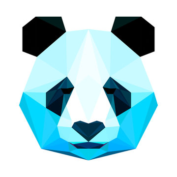 Abstract Polygonal Blue Panda Portrait 