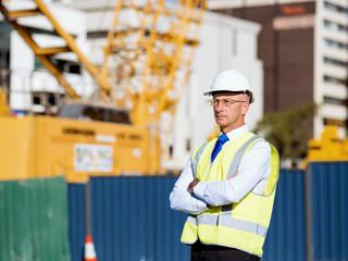 Engineer builder at construction site