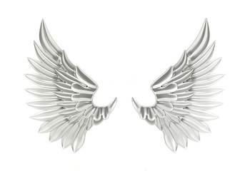Obraz premium Silver wing isolated on white background