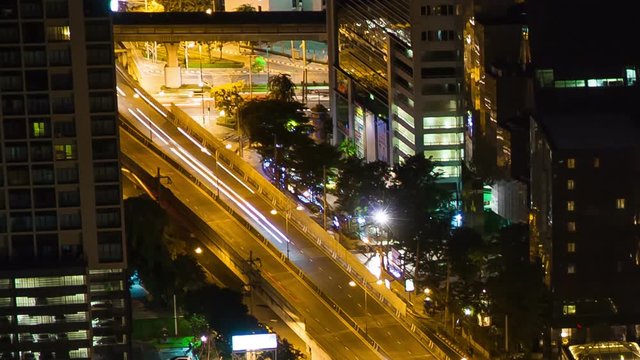 bangkok highway street traffic night timelapse. Full Hd video.
