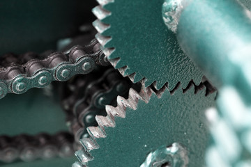 Close up of chain gears