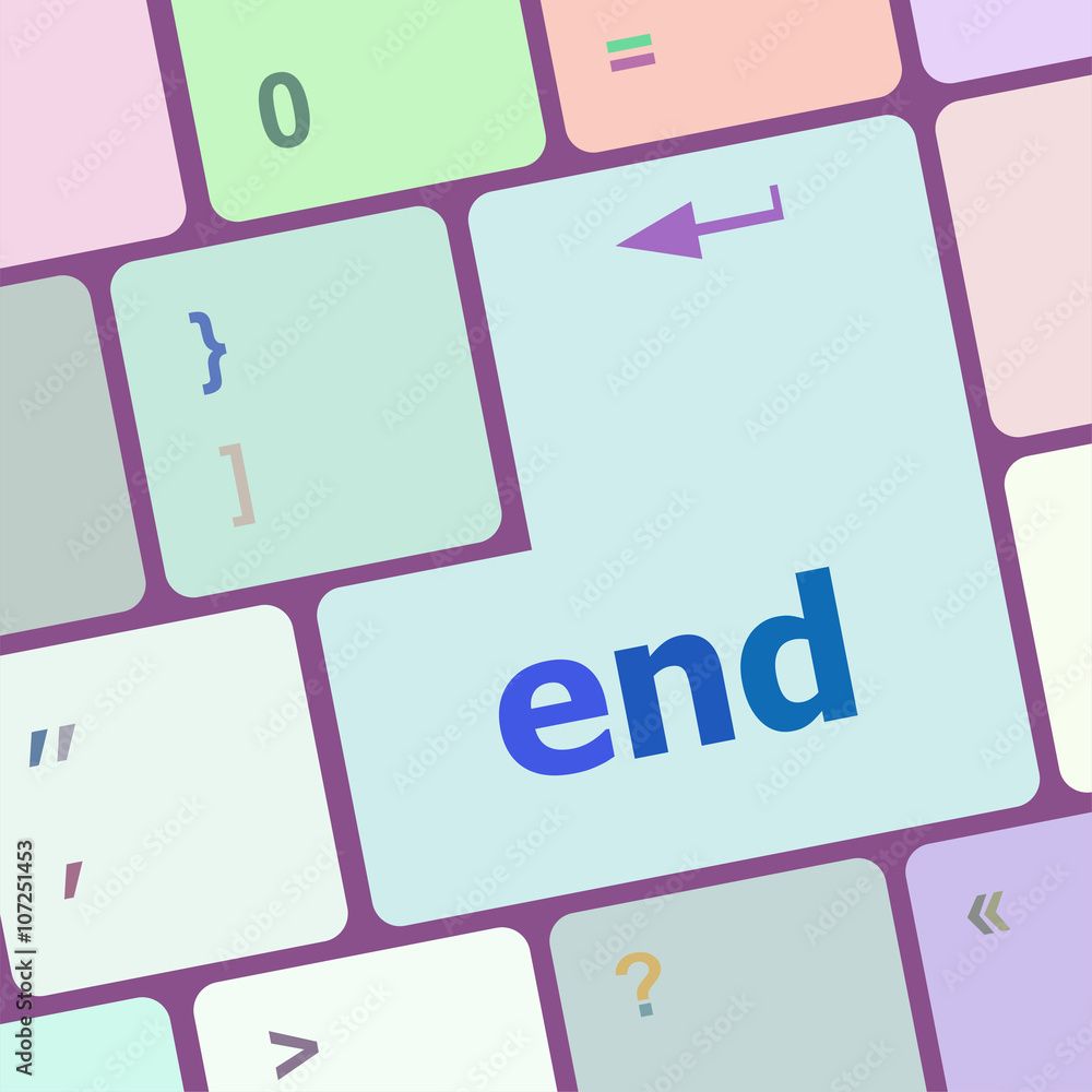 Poster end button on computer pc keyboard key vector illustration