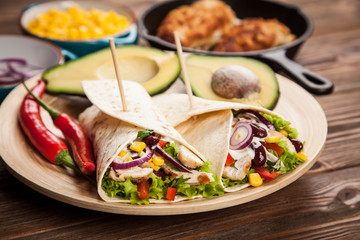 Tortilla with a mix of ingredients