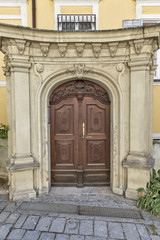 Graz ancient architecture in Austria. Old house door.