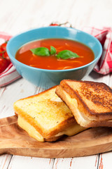 Tomato soup and basil