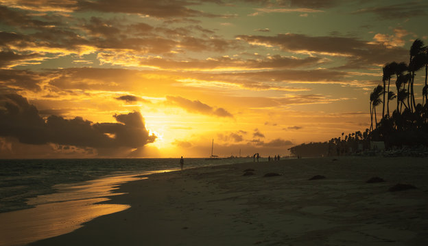 Sunrise over Atlantic ocean, Hispaniola island