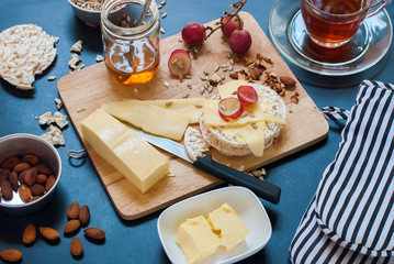 Breakfast Snack Tea Small Loaf Honey Cheese Grape