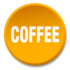 coffee orange round flat isolated push button