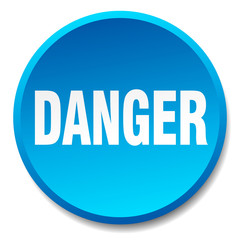 danger blue round flat isolated push button