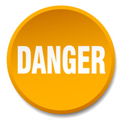 danger orange round flat isolated push button