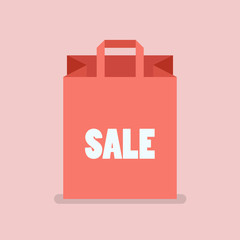 Shopping bag in flat style