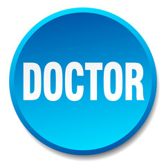 doctor blue round flat isolated push button