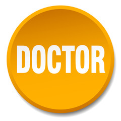 doctor orange round flat isolated push button