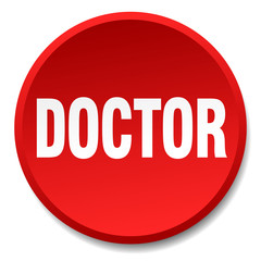 doctor red round flat isolated push button