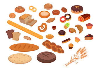 Bakery Products Set Flat Design