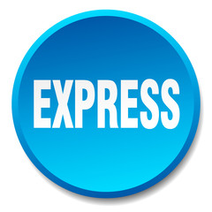 express blue round flat isolated push button