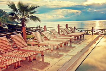 Deck chairs on the beach